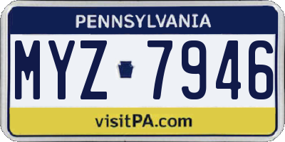 PA license plate MYZ7946