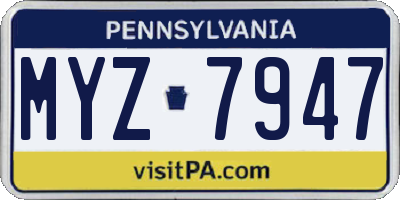 PA license plate MYZ7947