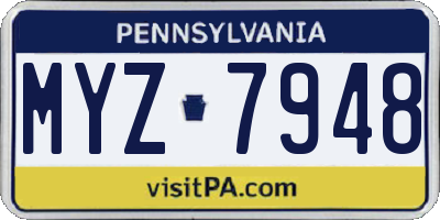 PA license plate MYZ7948