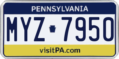 PA license plate MYZ7950