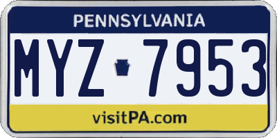 PA license plate MYZ7953