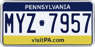 PA license plate MYZ7957