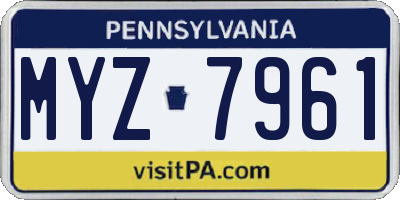 PA license plate MYZ7961