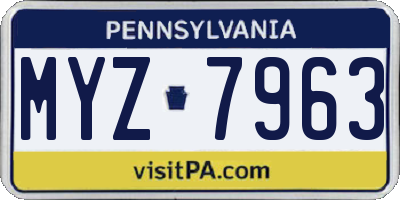 PA license plate MYZ7963