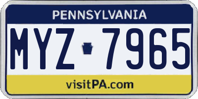 PA license plate MYZ7965