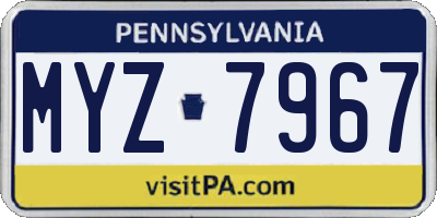 PA license plate MYZ7967