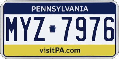 PA license plate MYZ7976