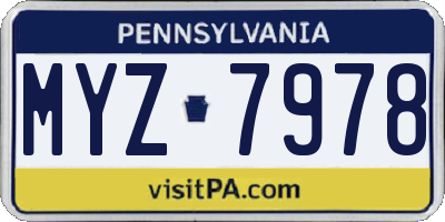 PA license plate MYZ7978