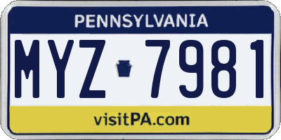 PA license plate MYZ7981
