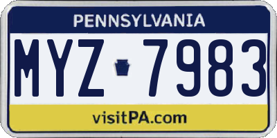 PA license plate MYZ7983