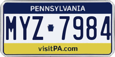 PA license plate MYZ7984