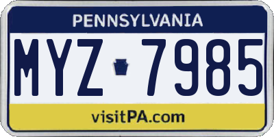 PA license plate MYZ7985