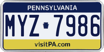 PA license plate MYZ7986