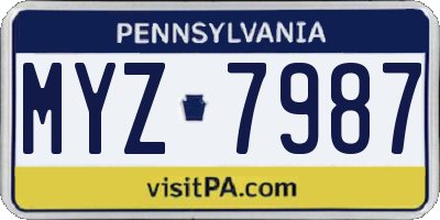 PA license plate MYZ7987