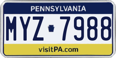 PA license plate MYZ7988