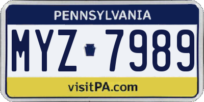 PA license plate MYZ7989
