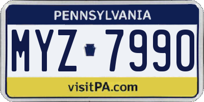PA license plate MYZ7990