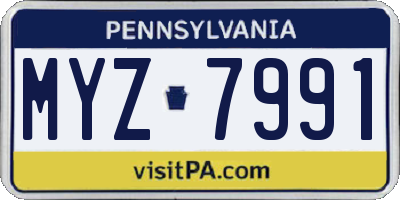 PA license plate MYZ7991