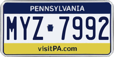 PA license plate MYZ7992