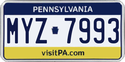 PA license plate MYZ7993