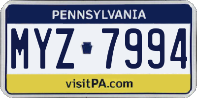 PA license plate MYZ7994