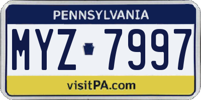 PA license plate MYZ7997