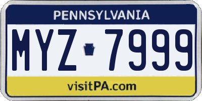 PA license plate MYZ7999