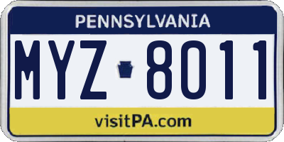 PA license plate MYZ8011