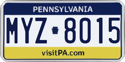 PA license plate MYZ8015