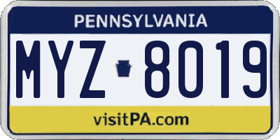 PA license plate MYZ8019