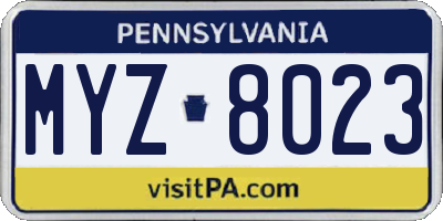 PA license plate MYZ8023