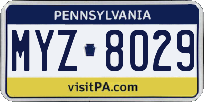 PA license plate MYZ8029