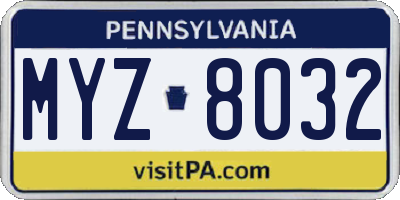 PA license plate MYZ8032
