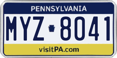 PA license plate MYZ8041