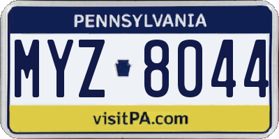 PA license plate MYZ8044