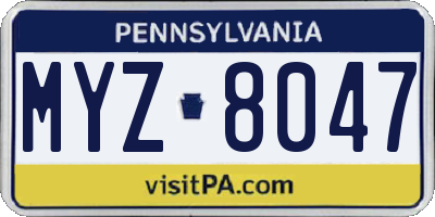PA license plate MYZ8047