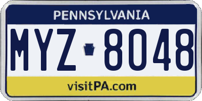 PA license plate MYZ8048