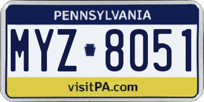 PA license plate MYZ8051