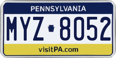 PA license plate MYZ8052