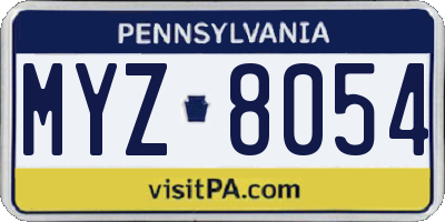 PA license plate MYZ8054