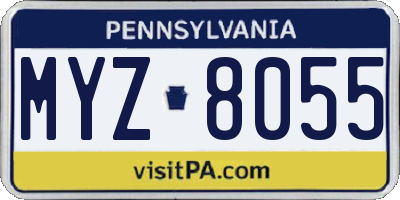 PA license plate MYZ8055