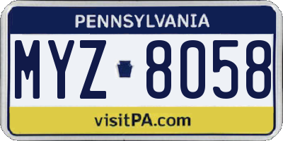 PA license plate MYZ8058
