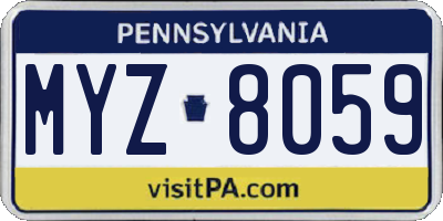 PA license plate MYZ8059
