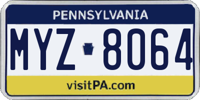 PA license plate MYZ8064