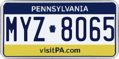 PA license plate MYZ8065