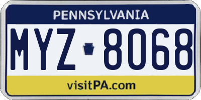 PA license plate MYZ8068