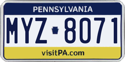 PA license plate MYZ8071
