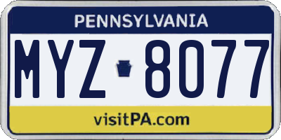 PA license plate MYZ8077