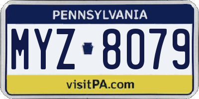 PA license plate MYZ8079
