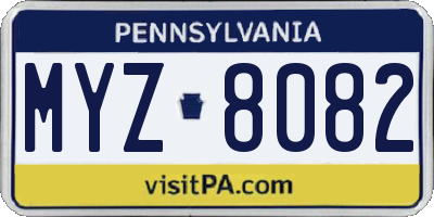 PA license plate MYZ8082